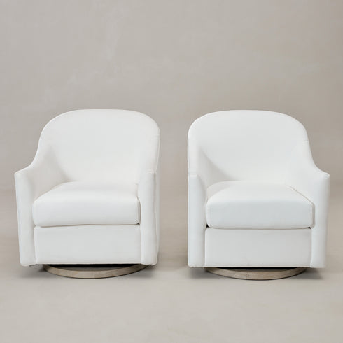 Ethel Swivel Nursery Glider - Pearl White Nursery Glider | Glider Chairs | Kinwell Furniture | Modern Nursing Chairs | Recliners & Rockers